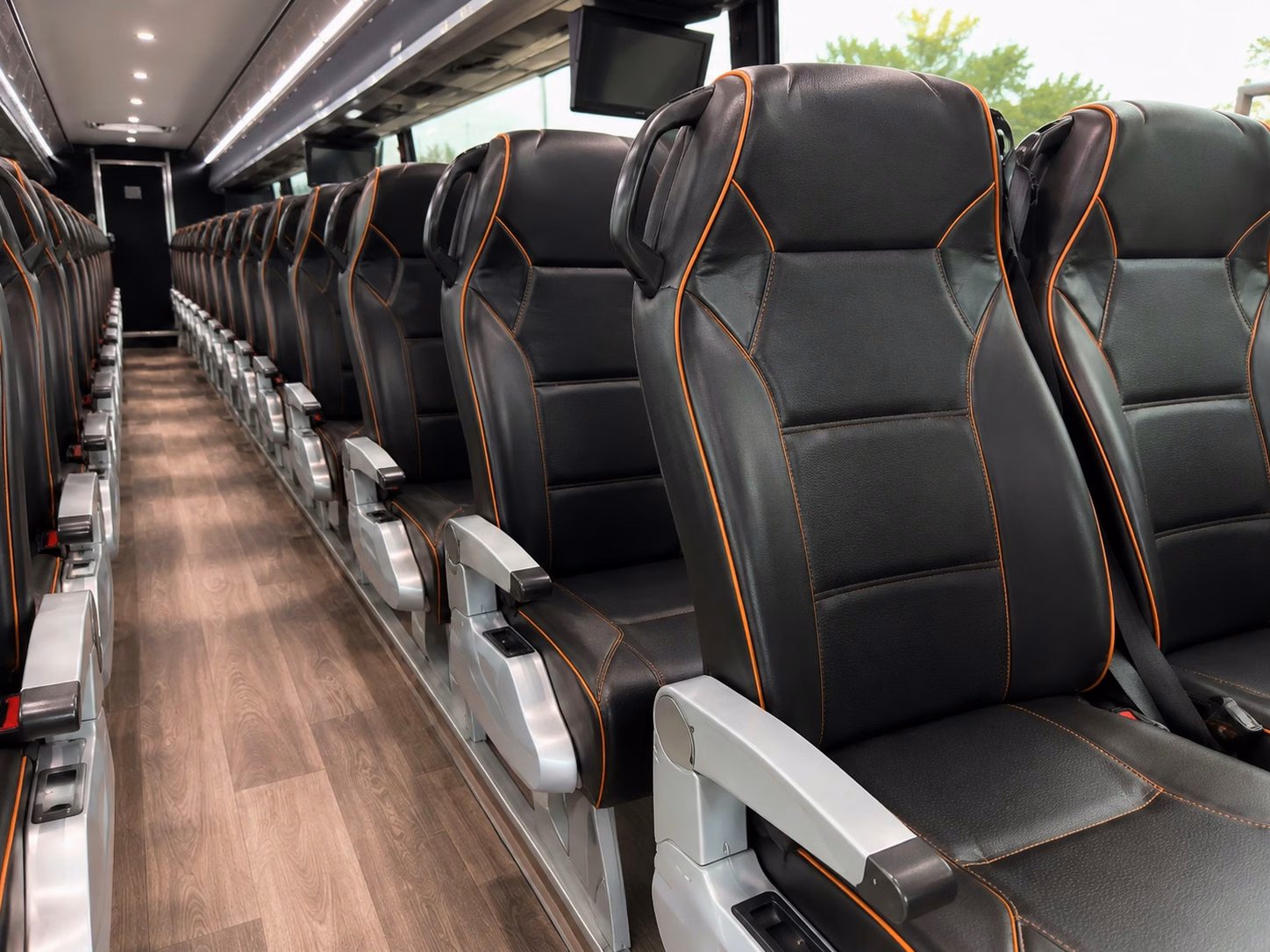 56 passenger charter bus inside
